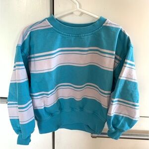 Main Story organic striped boxy fit oversized balloon sweatshirt blue 2T